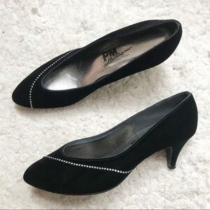 Pm Collection: Vintage Faux Diamond Bedazzled Velvet Pumps Size 8.5